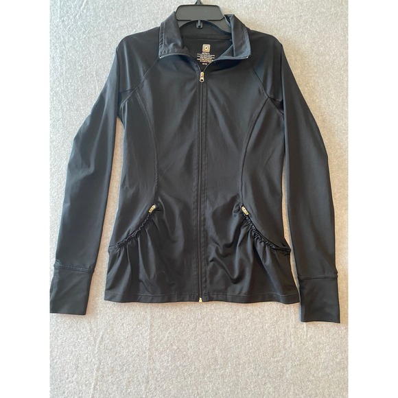 Aerie F.I.T. XS Petite Front Zip Lightweight Jacket EUC Black - Picture 1 of 4